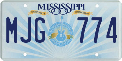 MS license plate MJG774