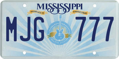 MS license plate MJG777