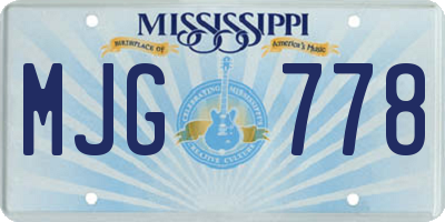 MS license plate MJG778