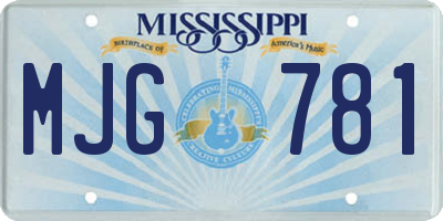 MS license plate MJG781