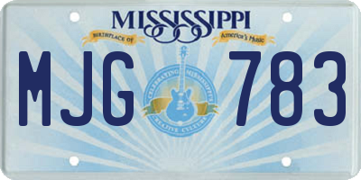 MS license plate MJG783