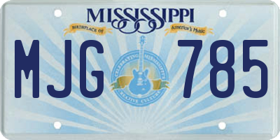 MS license plate MJG785