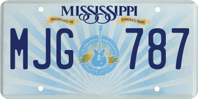 MS license plate MJG787