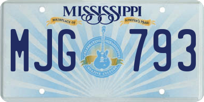 MS license plate MJG793