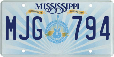 MS license plate MJG794