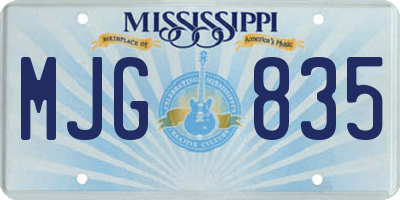 MS license plate MJG835