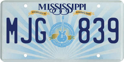 MS license plate MJG839