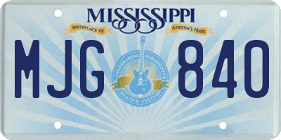 MS license plate MJG840