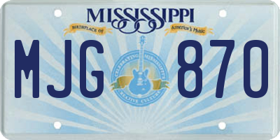 MS license plate MJG870