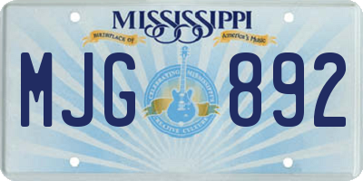 MS license plate MJG892