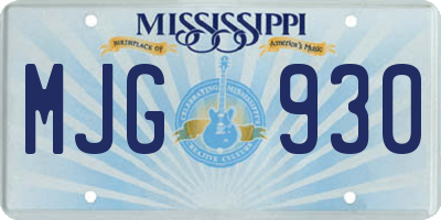 MS license plate MJG930