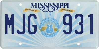 MS license plate MJG931