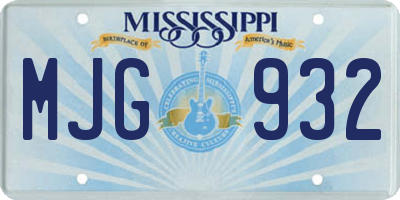 MS license plate MJG932