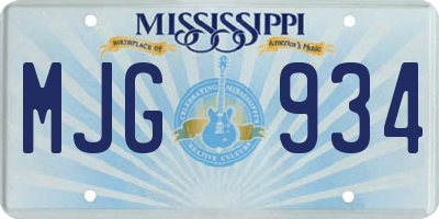 MS license plate MJG934