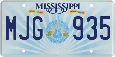 MS license plate MJG935