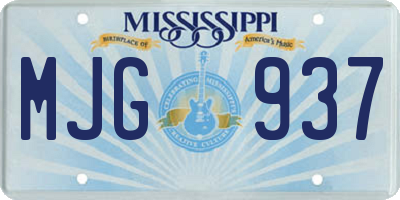 MS license plate MJG937