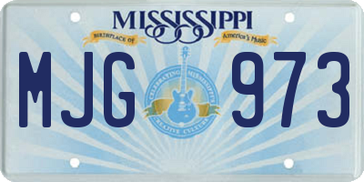 MS license plate MJG973