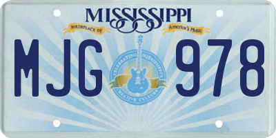 MS license plate MJG978