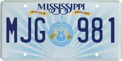 MS license plate MJG981
