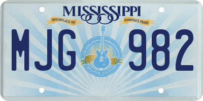 MS license plate MJG982