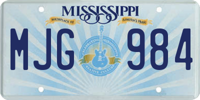 MS license plate MJG984