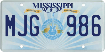 MS license plate MJG986
