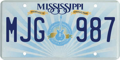 MS license plate MJG987