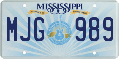 MS license plate MJG989