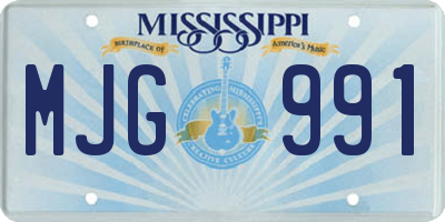 MS license plate MJG991