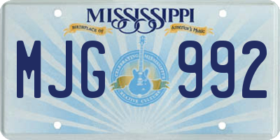 MS license plate MJG992