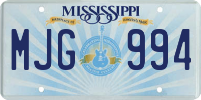 MS license plate MJG994
