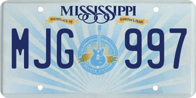 MS license plate MJG997