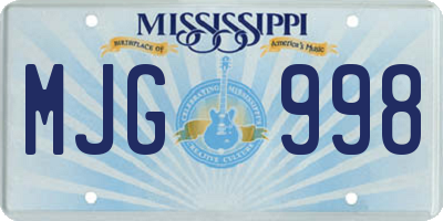 MS license plate MJG998