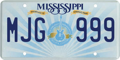 MS license plate MJG999
