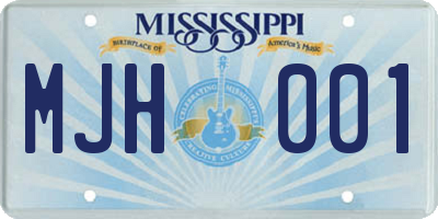 MS license plate MJH001
