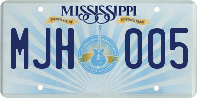 MS license plate MJH005