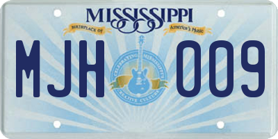 MS license plate MJH009