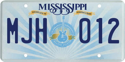 MS license plate MJH012