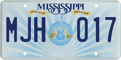 MS license plate MJH017