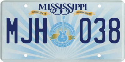 MS license plate MJH038