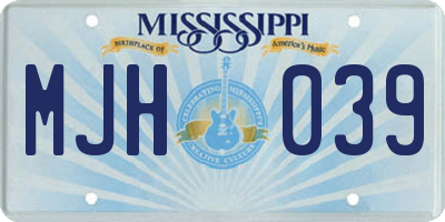 MS license plate MJH039