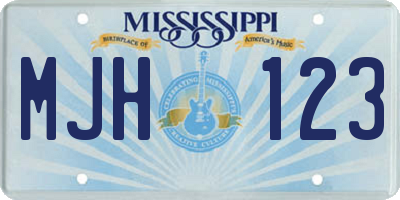 MS license plate MJH123
