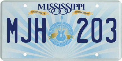 MS license plate MJH203