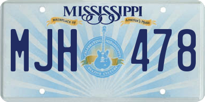 MS license plate MJH478