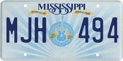 MS license plate MJH494
