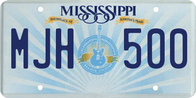 MS license plate MJH500