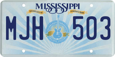 MS license plate MJH503