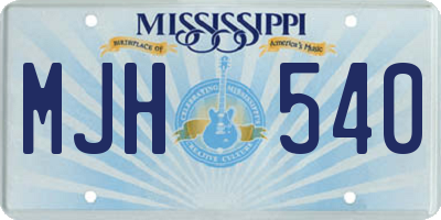 MS license plate MJH540