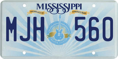 MS license plate MJH560