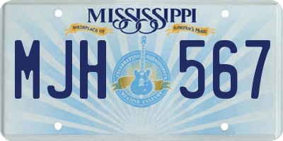 MS license plate MJH567